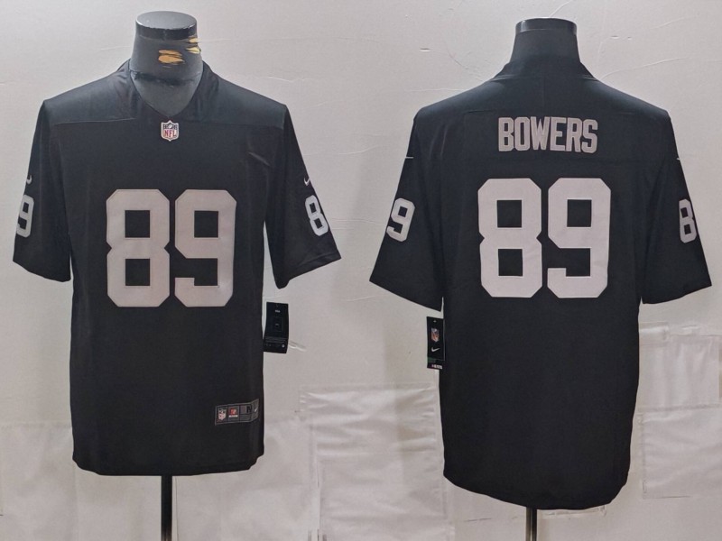 Men's Las Vegas Raiders Brock Bowers #89 Black 2024 NFL Draft First Round Pick Jersey